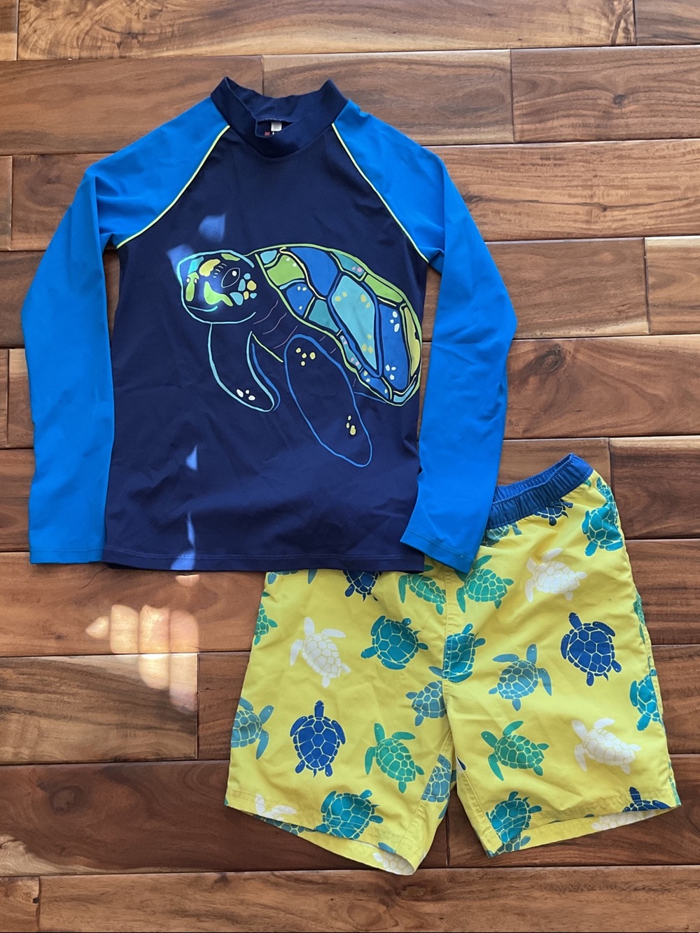 Indispensable Mini Boden Turtle Rash Guard Swim Set